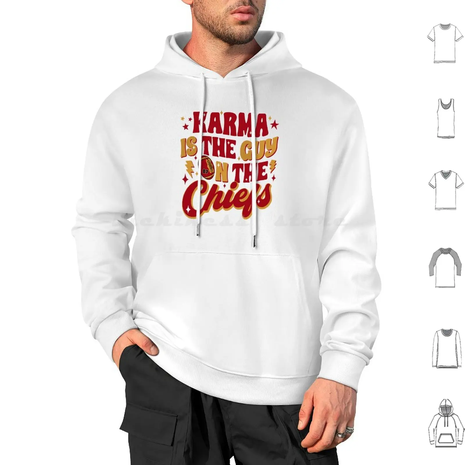 Karma Is The Guy Onthe Chiefs Hoodies Long Sleeve Go Taylors Boyfriend Karma Is The Guy On The Chiefs Travis Kelce