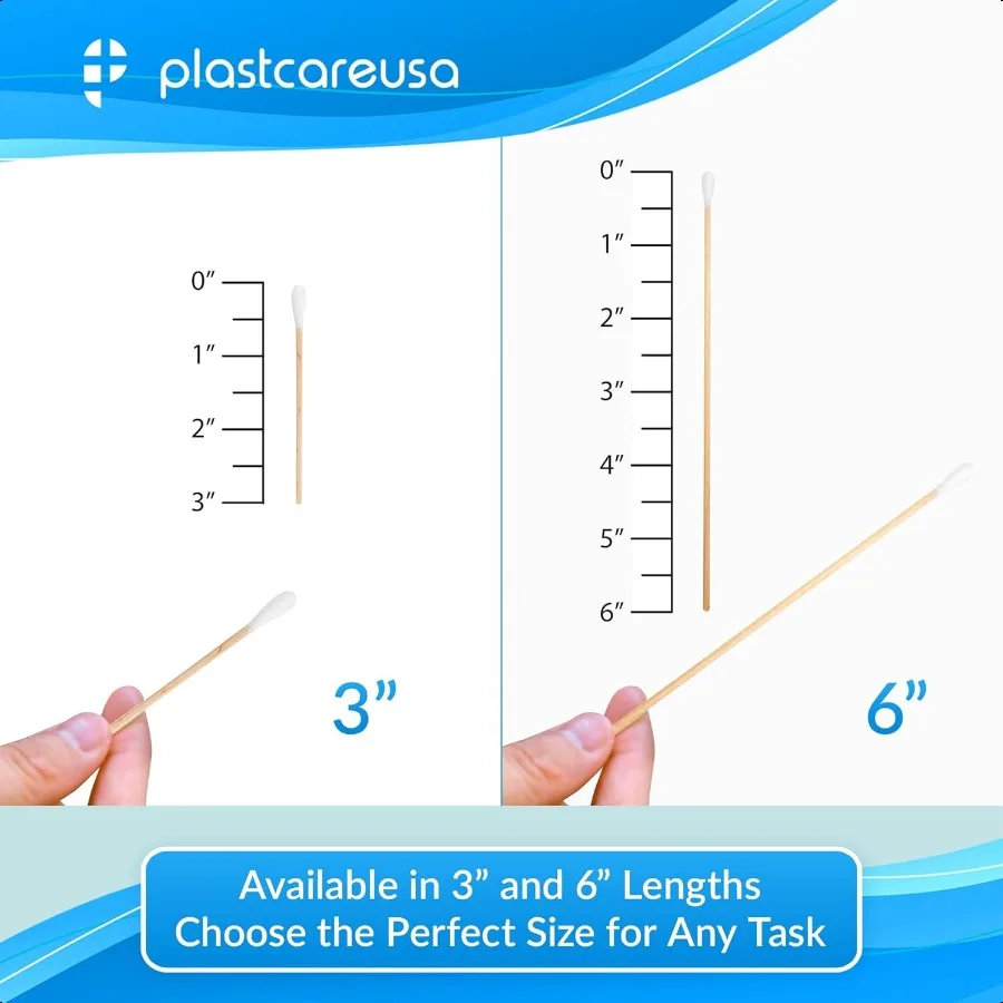 Cotton Tipped Applicators 3 Inch Non Sterile Cotton Swabs with Wooden Sticks Medical Cotton Tip Applicator for Multiple Uses 10