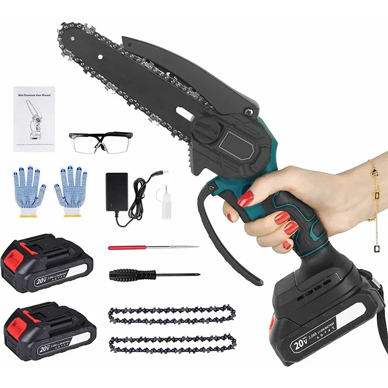 6inch Portable Handheld Electric Tree Wood Cutting Cordless Chain Saw Machine Mini Lithium Electric Chainsaw Battery