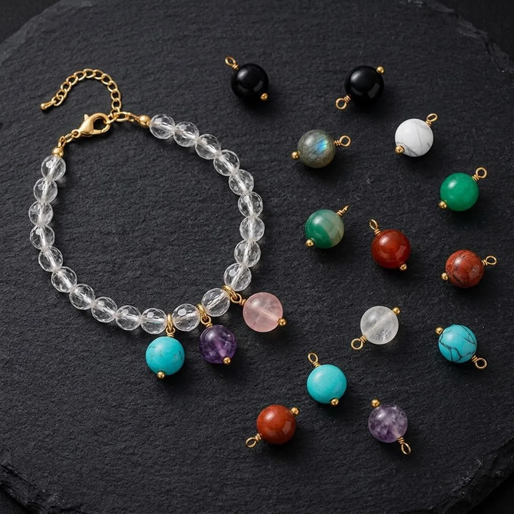 5 Stück/Lot Edelstahl-Anhänger in Oblatenform mit Stein für DIY-Halsketten, Armbänder, Schmuckherstellung, Zubehör, Bastelbedarf – Detail 2