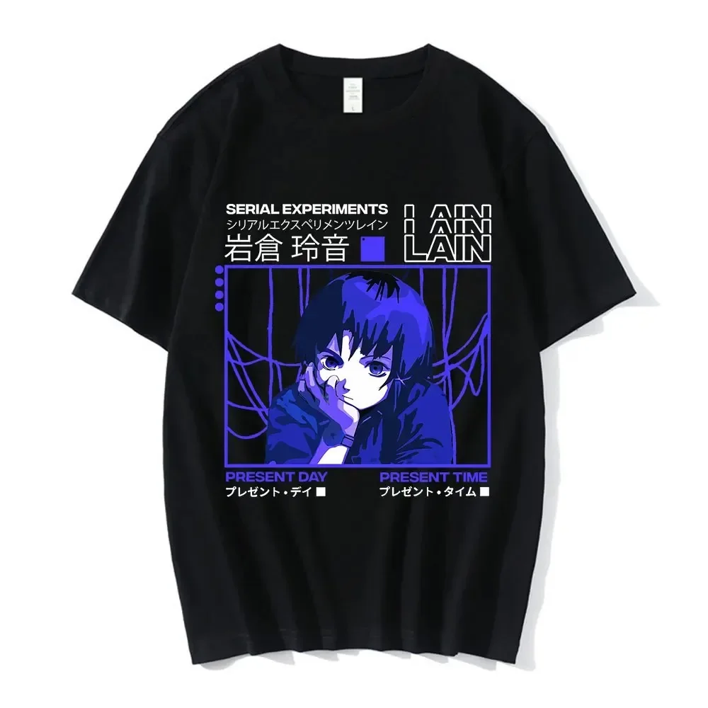 Anime Serial Experiments Lain Cotton T-shirt Men Women Graphic Unisex Iwakura Manga Girl Sci Fi Short Sleeve Tee Clothing Tops