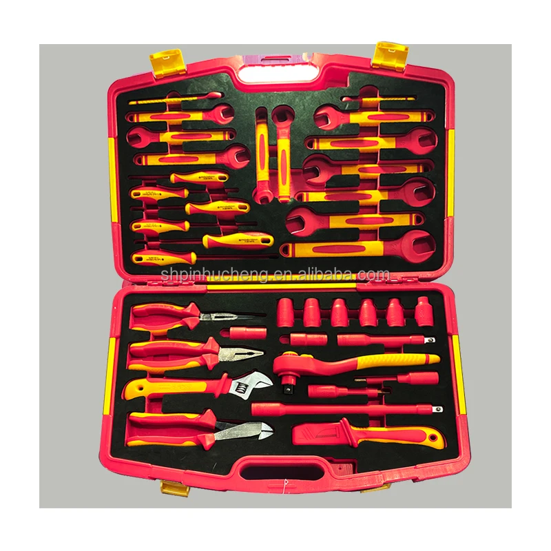 37pcs insulated car maintenance tool set, 1000V high voltage safety pliers, open wrenches and screwdrivers for auto repair