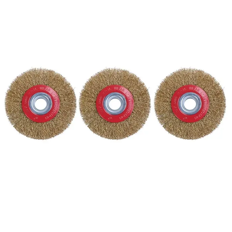 M12K-3X Wire Brush Wheel For Bench Grinder Polish + Reducers Adaptor Rings,5Inch 125Mm