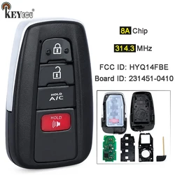 KEYECU 314.3MHz 8A Chip 231451-0410 HYQ14FBE 89904-47460 Smart Remote Key Fob A/C 4 Buttons for Toyota Prius Prime 2017-2021