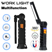 Portable COB LED Flashlight USB Rechargeable Torch with Magnetic Emergency Work Lamp with Built-in Battery for Outdoor Camping