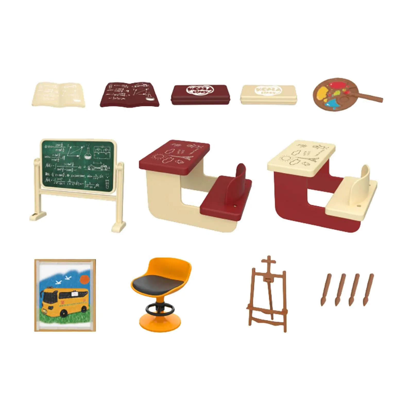Set per l'aula della casa delle bambole Accessori per bambole fai-da-te Ornamento Set da gioco per casa delle bambole per bambini Giocattolo per bambini Libri in miniatura Mini accessori scolastici