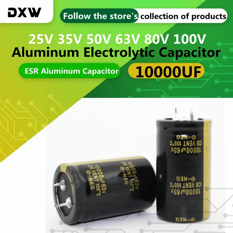 

2PCS/Lot 10000UF Aluminum Electrolytic Capacitor 25V 35V 50V 63V 80V 100V High Frequency Low ESR Aluminum Capacitor