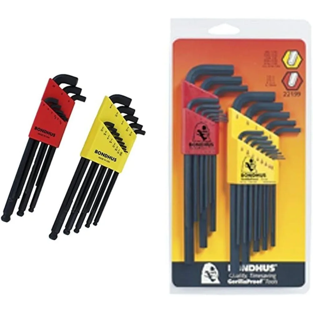 Set di chiavi esagonali con estremità sferica tozza, confezione doppia da 0,050-3/8 e 1,5-10 mm