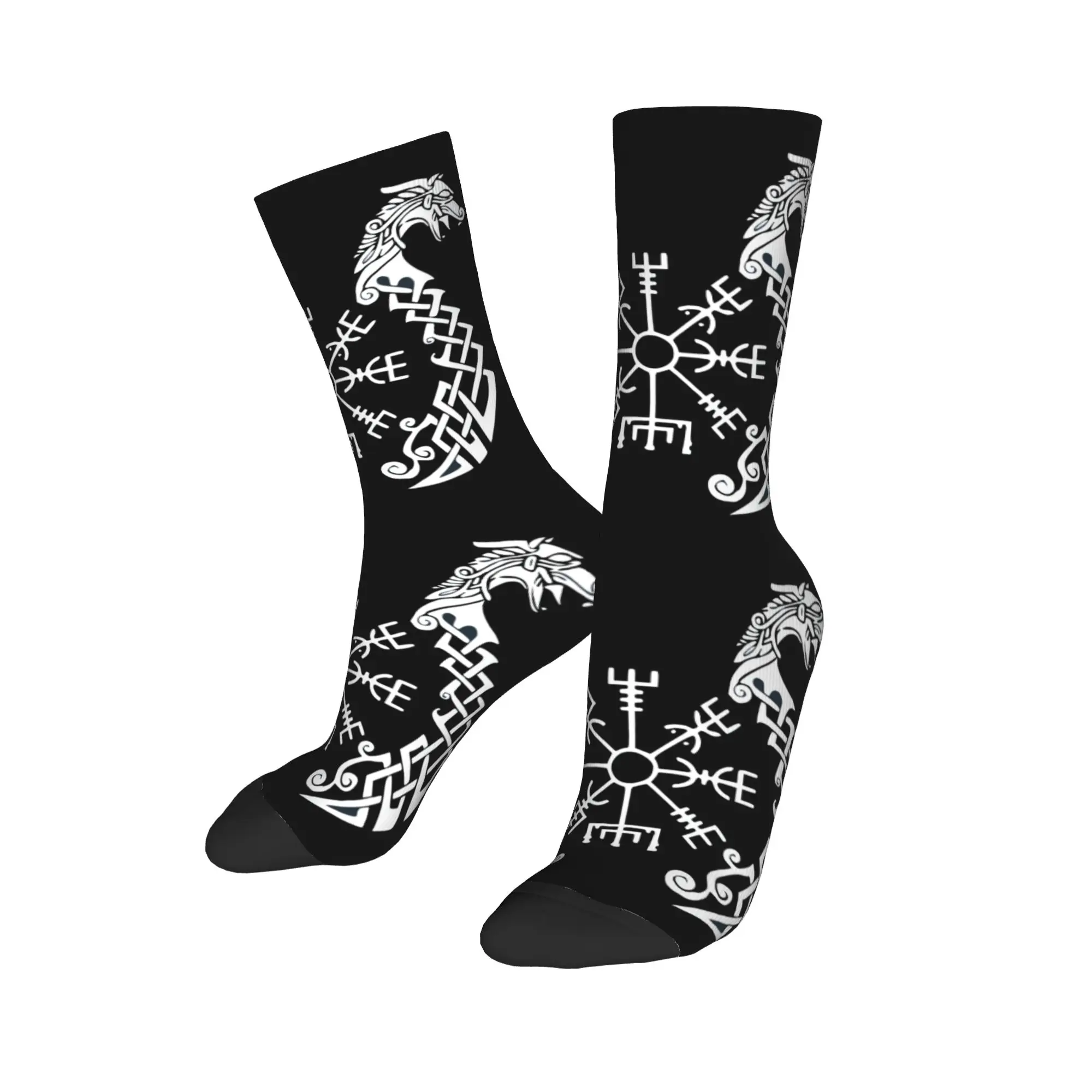 

Носки Vegvisir Valknut с милым принтом на заказ, популярные носки для женщин и мужчин, эластичные летние, осенне-зимние носки с компасом