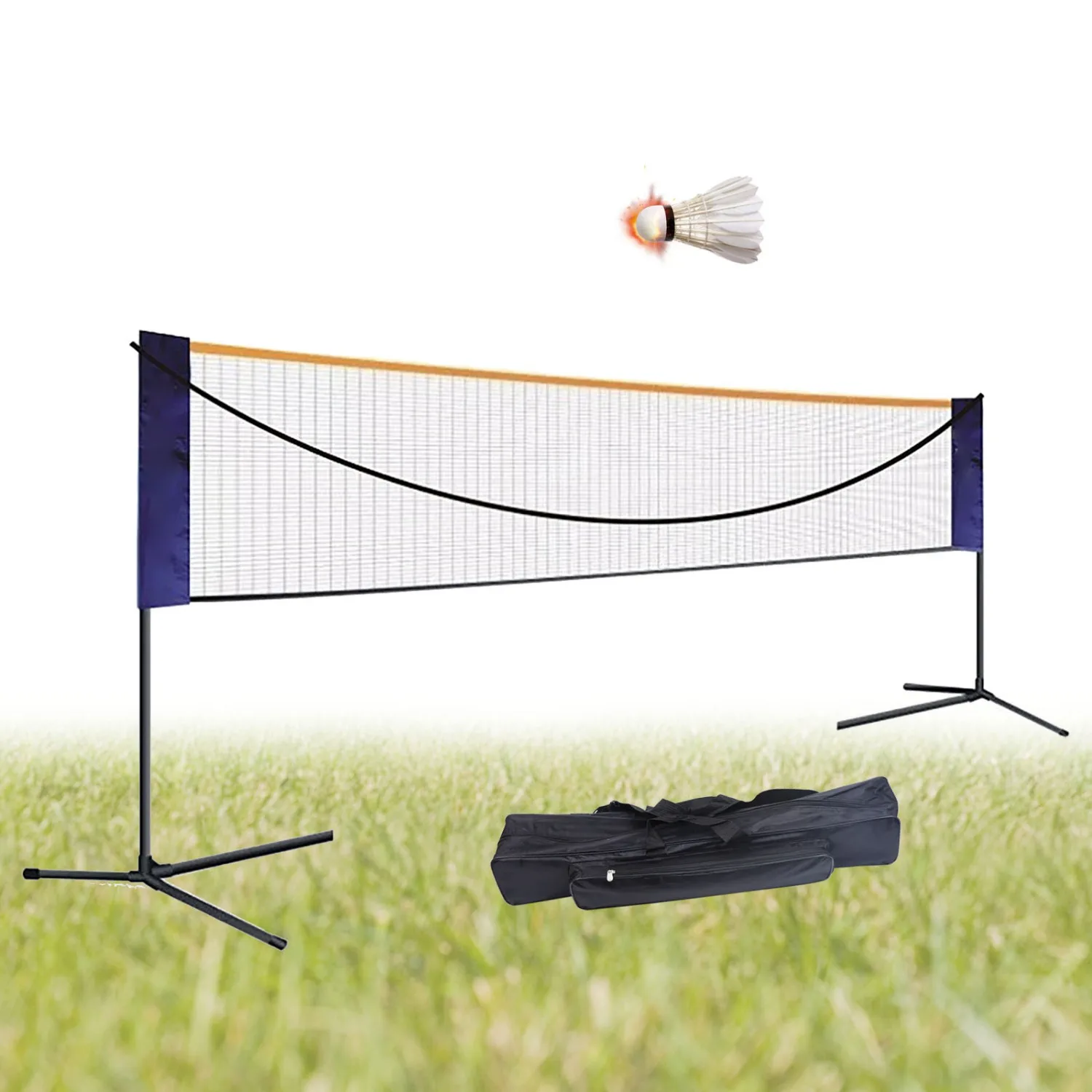 Portable Badminton Net Set, Adjustable Sports Net with Poles Carrying Bag, Sports Net for Badminton, Tennis, Kids Volleyball