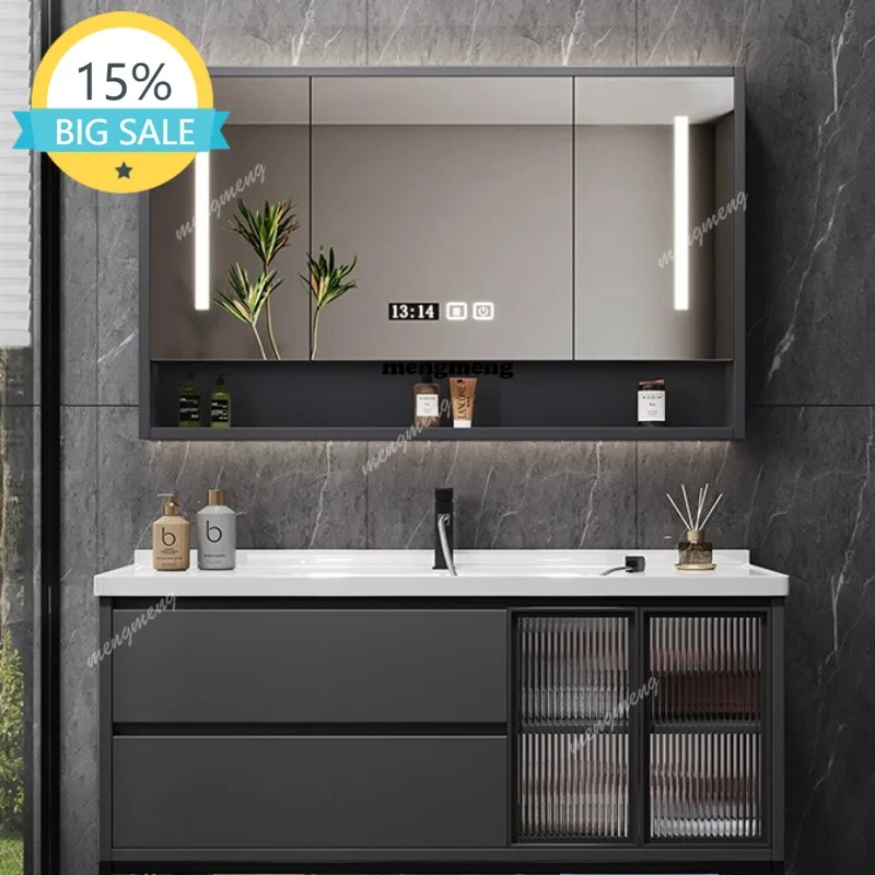 

M53 Modern Simple Bathroom Cabinet Combination Bathroom Furniture Ceramic Integrated Wash Basin Wall-mounted Washstand Set