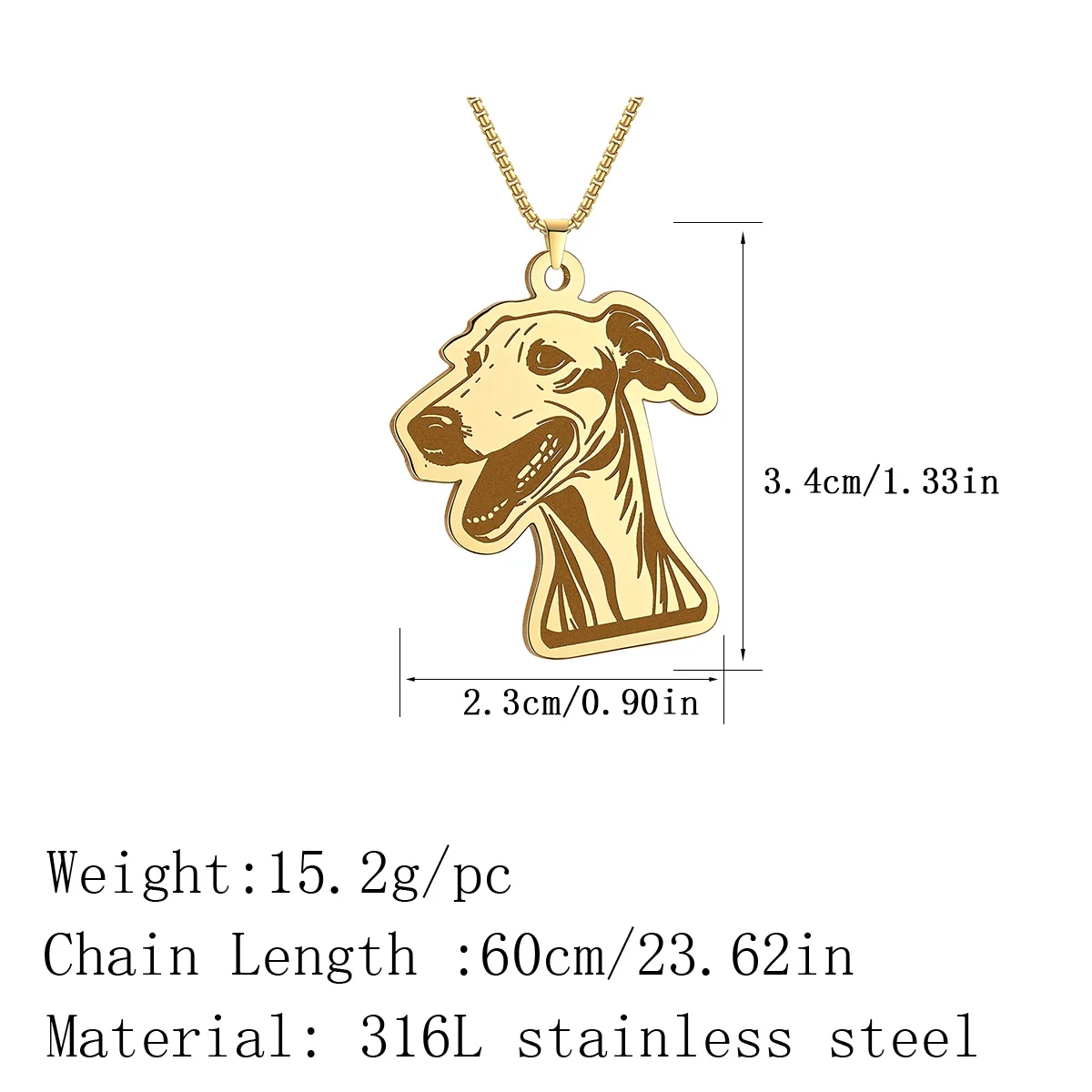 QIMING Cute Greyhound Dog Pendant Necklace For Women Men Stainless Steel Jewelry Cartoon Necklaces