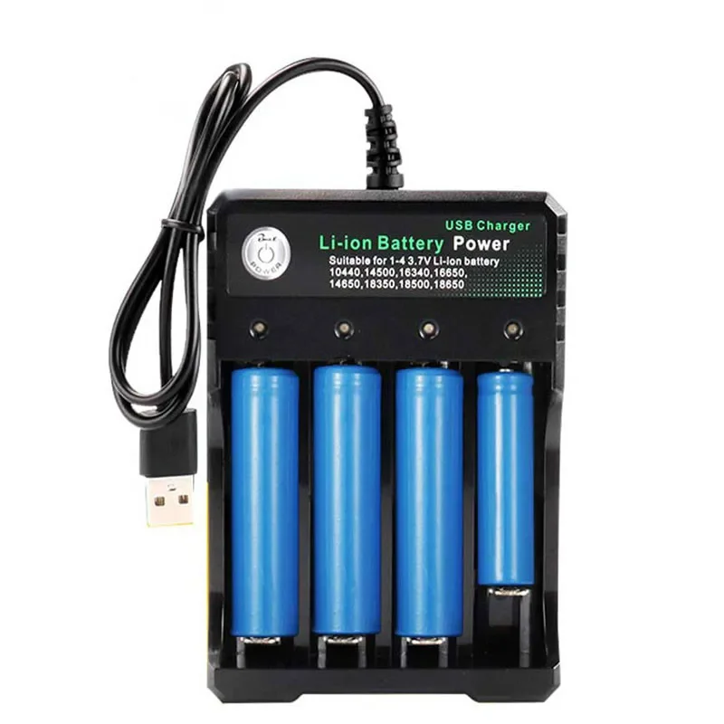 1/2/4 Slots AC 110V/220V 18650 Battery Charger Black For 14500 14650 16650 18350 18500 18650 3.7V Rechargeable Lithium Batteries