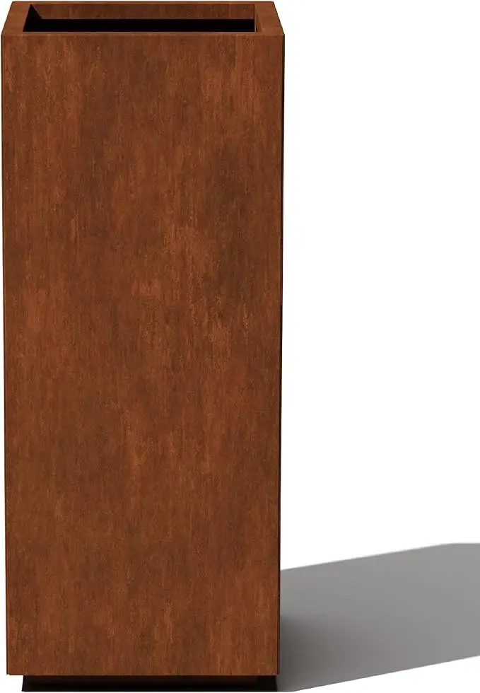 Veradek Corten Steel Series Pedestal Planter Tall Corten Steel Planter for Outdoor Patio Naturally Rusting Steel for All-Weather