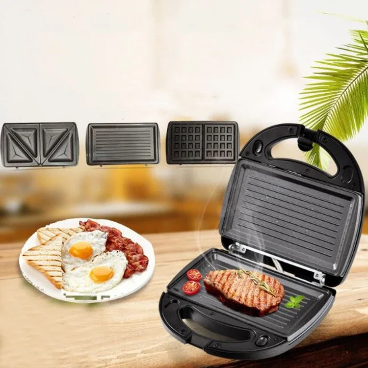 High Quality Mini Triangle Sandwich Waffle Grill Plate Electric Non Stick 3 In 1 Breakfast Maker