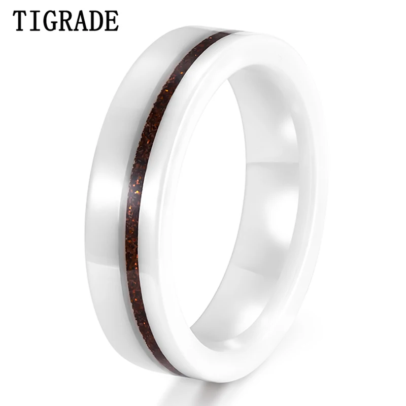 

Tigrade 6mm Ceramic Ring Sandpaper Tape Design White Color Smooth Polished Rings For Women Wedding Party Accessories Gift