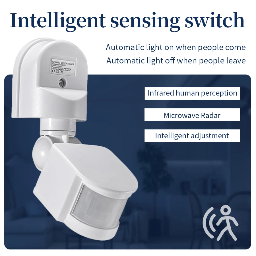 LED Automatic PIR Infrared Detector Motion Sensor 180 Degree Rotating Outdoor Timer Light Switch For Stairs Corridor AC220V 110V