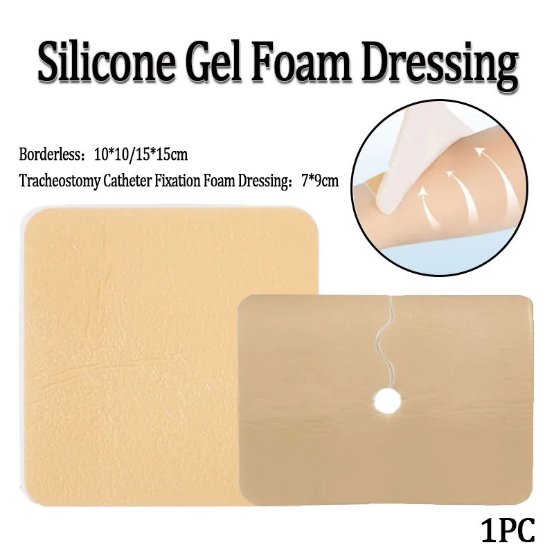 Medizinischer Schaumstoff-Silikon-Gel-Verband Selbstklebender Randloser Wasserdichter Verband zur Fixierung von Sakrotracheostomie-Kathetern
