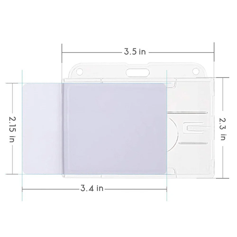 Transparent Work Card Holder with Finger Press Push Slot Hard Plastic ID Card Protector Cover Case Badge Office School Supplies