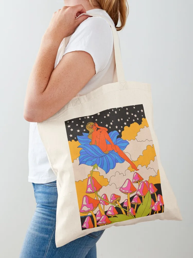 

Lady in a flower Tote Bag shopper bag woman tote bag custom Canvas shopping bags foldable