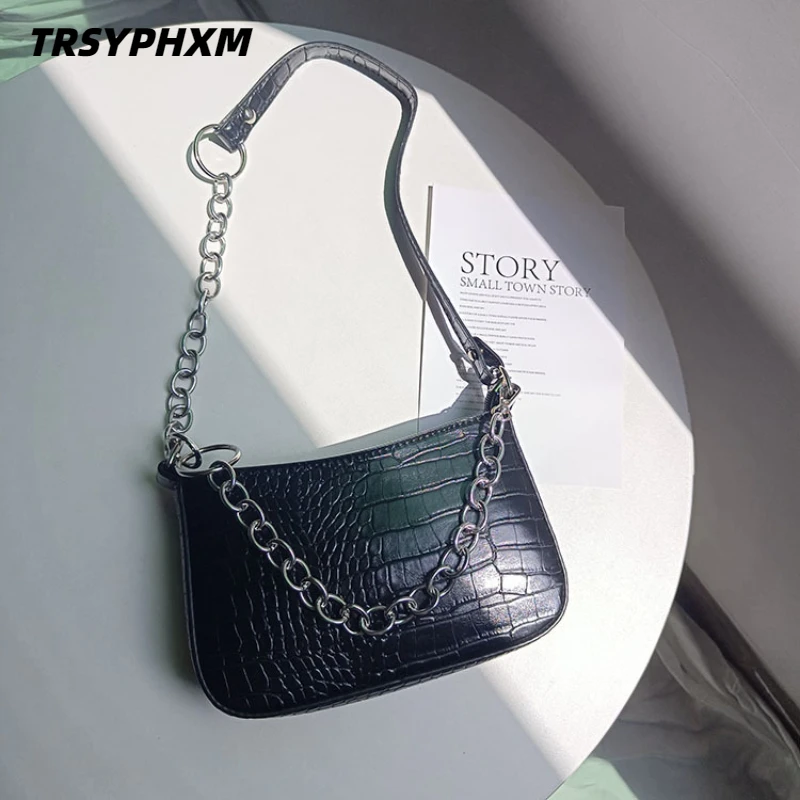 TRSYPHXM Crocodile texture armpit bag 2025 summer new trend fashionable versatile French niche shoulder bag diagonal cross bag