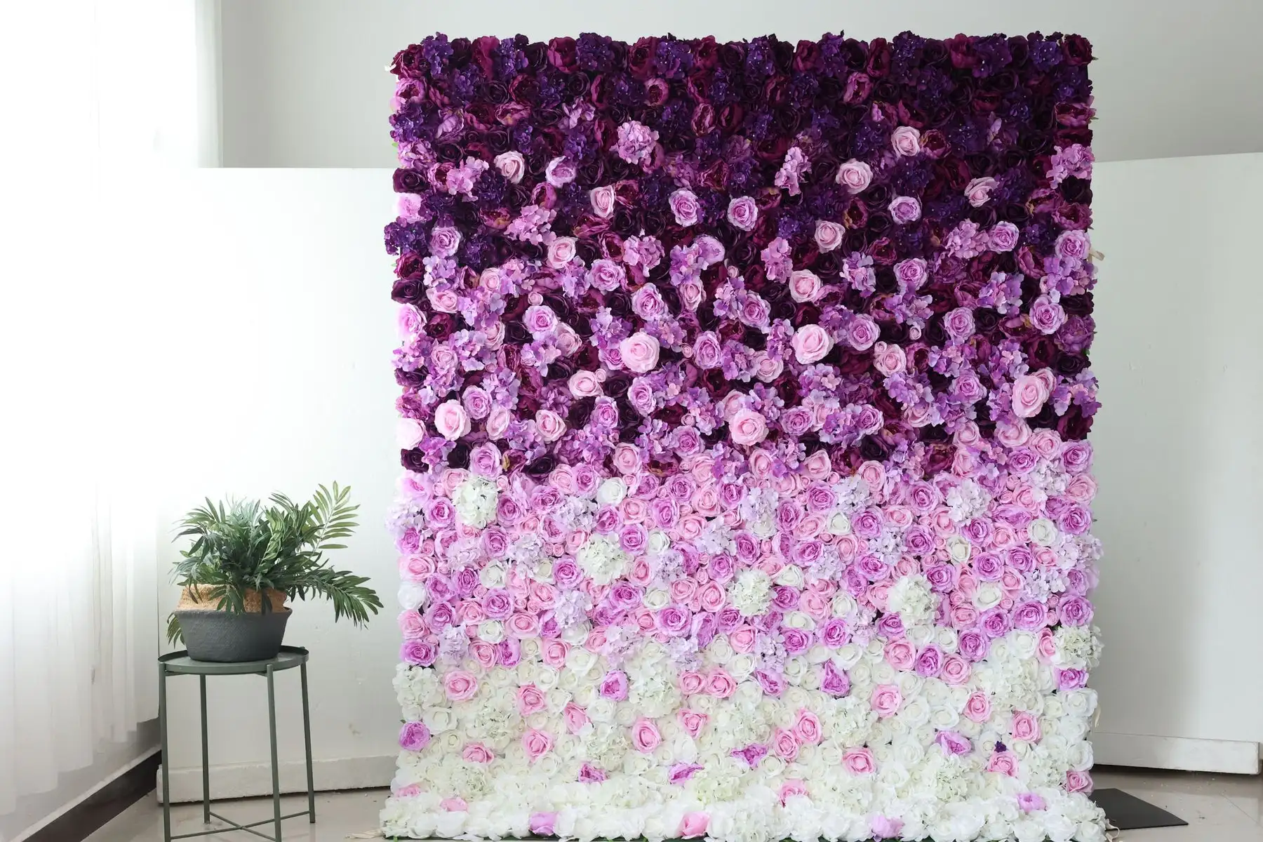 Royal Series 3D Purple Rose White Hydrangea artificial flower wall Plant Birthday party outdoor wedding background decoration