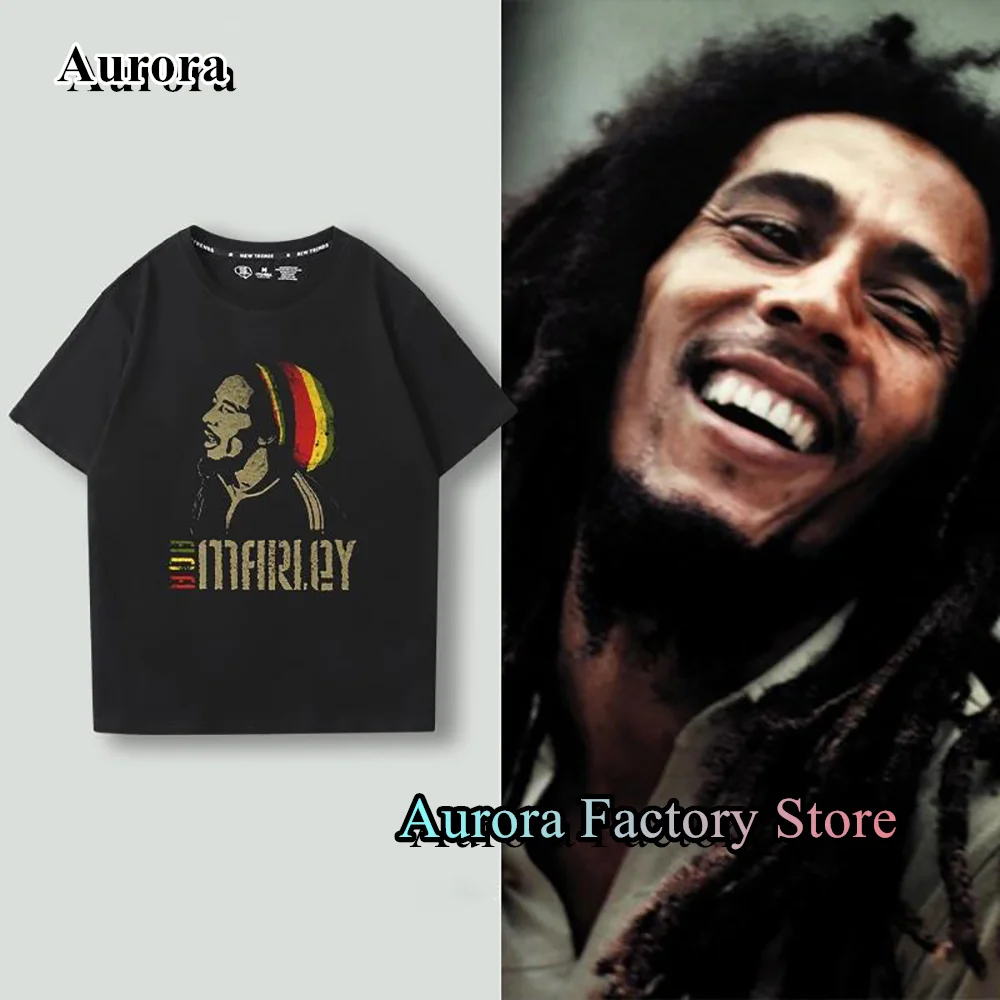 Bob Marley T-Shirt For Men Summer Cotton Tops Tees Male Casual Clothing Short Sleeve Fashion Reggae Music Streetwear