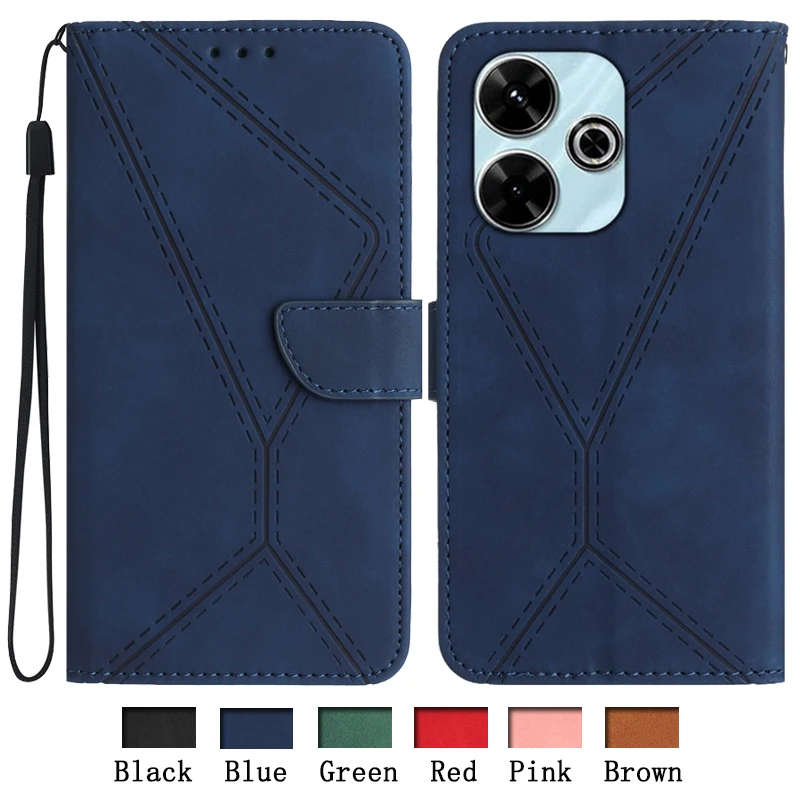 Protect Case Cover For Xiaomi Poco F6 Pro PocoF6 PocoM6 4G C61 C65 PocoX6 5G 2024 Leather Cases Wallet Bag Flip Card Slots Coque