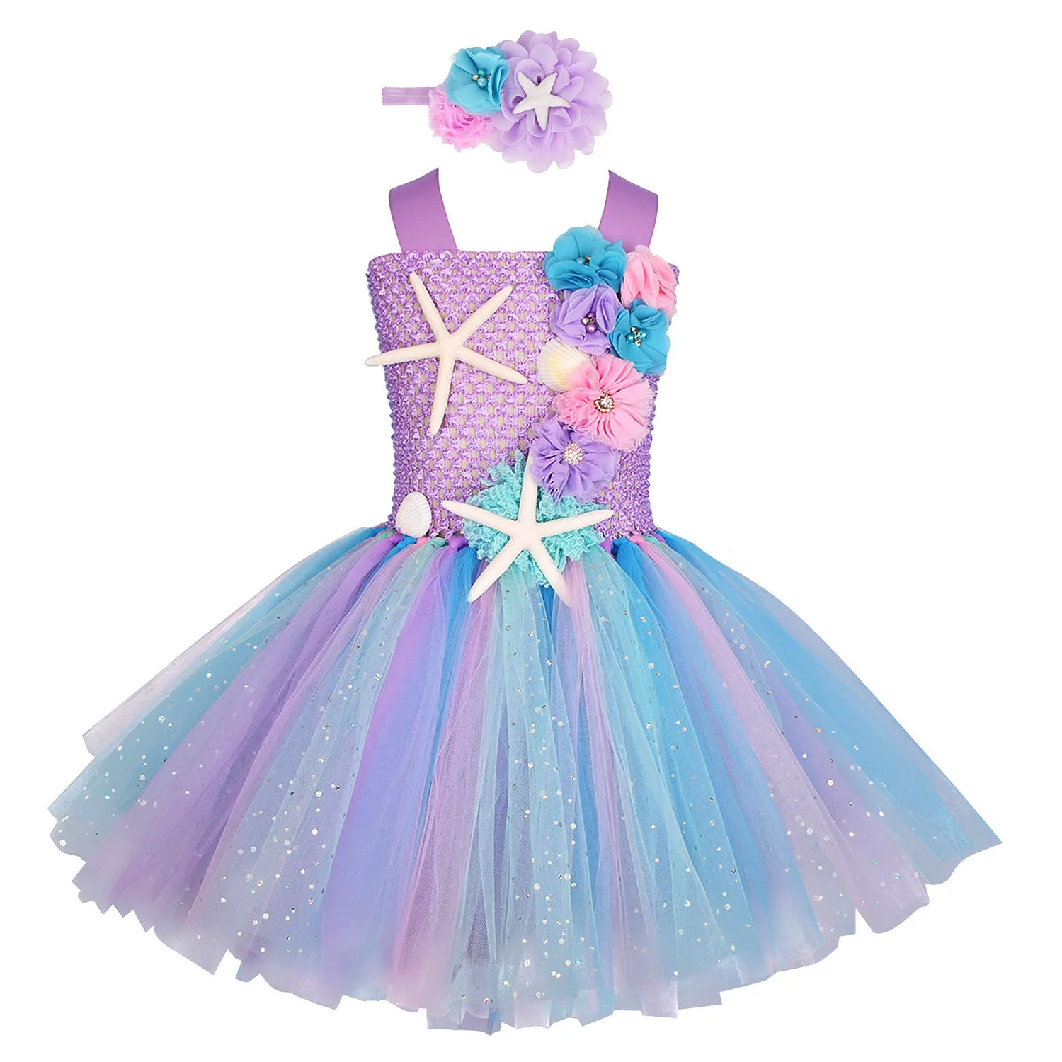

Mermaid Cosplay Baby Girls Princess Dress Costume Kids Performance Birthday Party Wear Children's Outfit Fairy Tale Roleplay