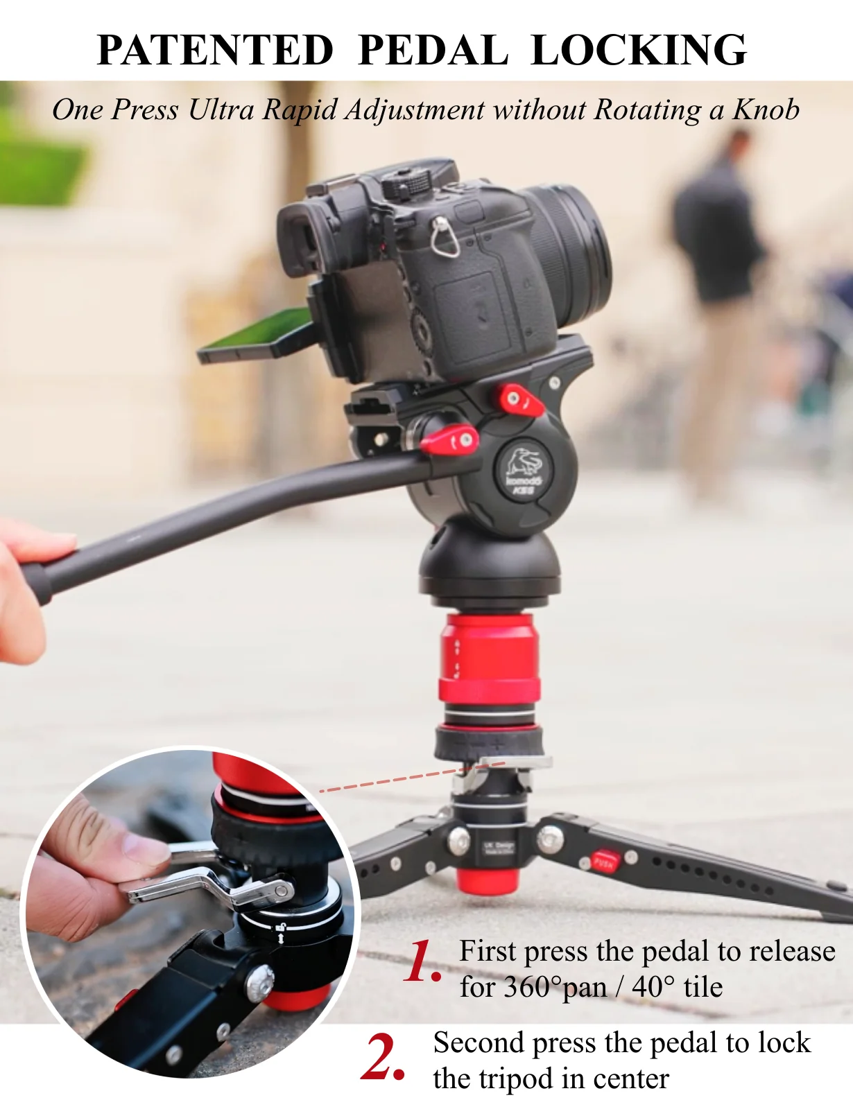 IFOOTAGE Low-profile Tripod CB3 BASE-P Quick Release Head Unlock By Pressing Pedal Mini Portable Stable Aluminum Alloy Tripod