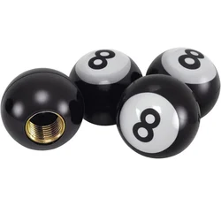 Car Tire Valve Caps 4 Pack, Valve Stem Covers with Pool 8 Ball Design, Universal Tire Caps Suitable for Cars, Trucks, SUVs