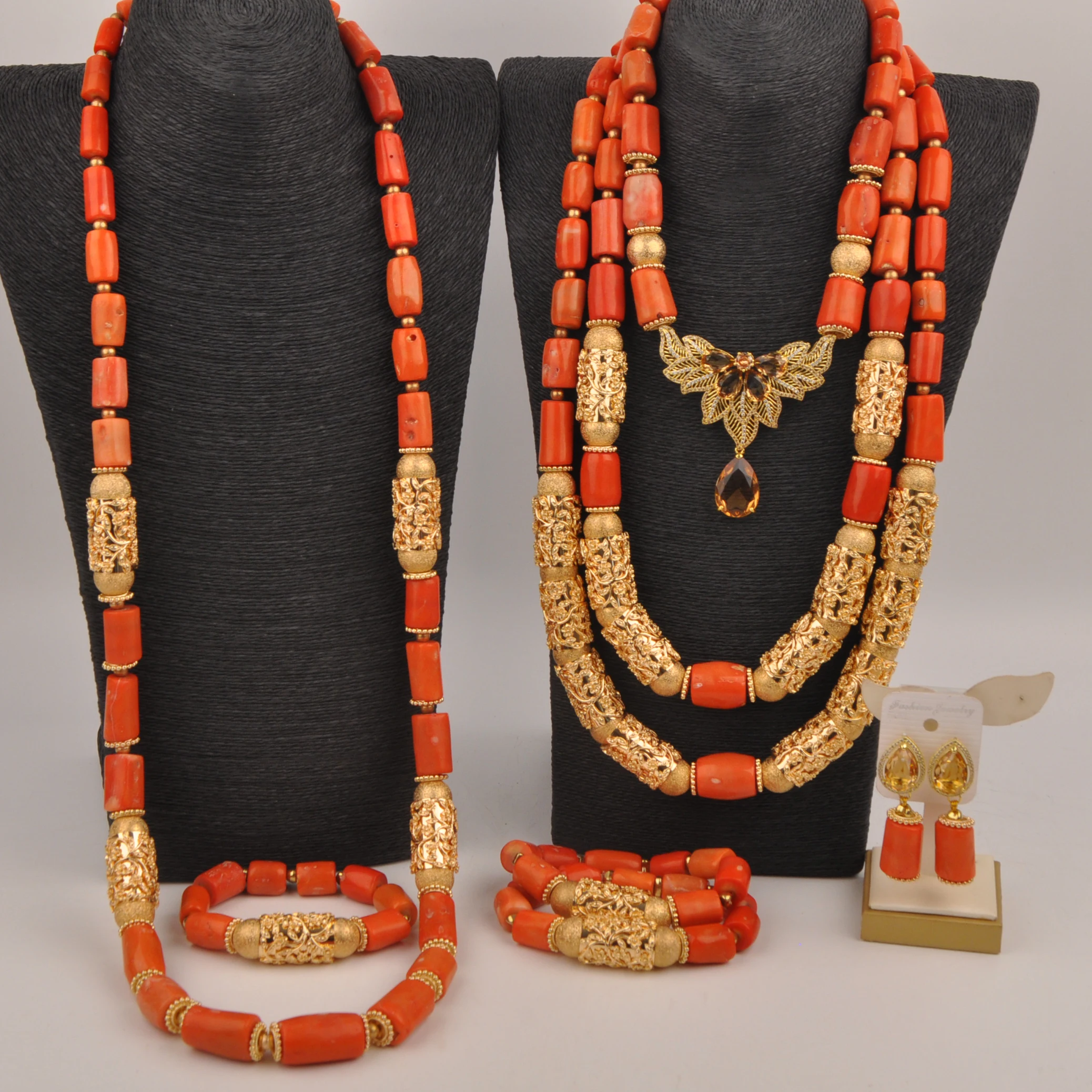 

Orange Original Coral Bead African Jewelry Sets