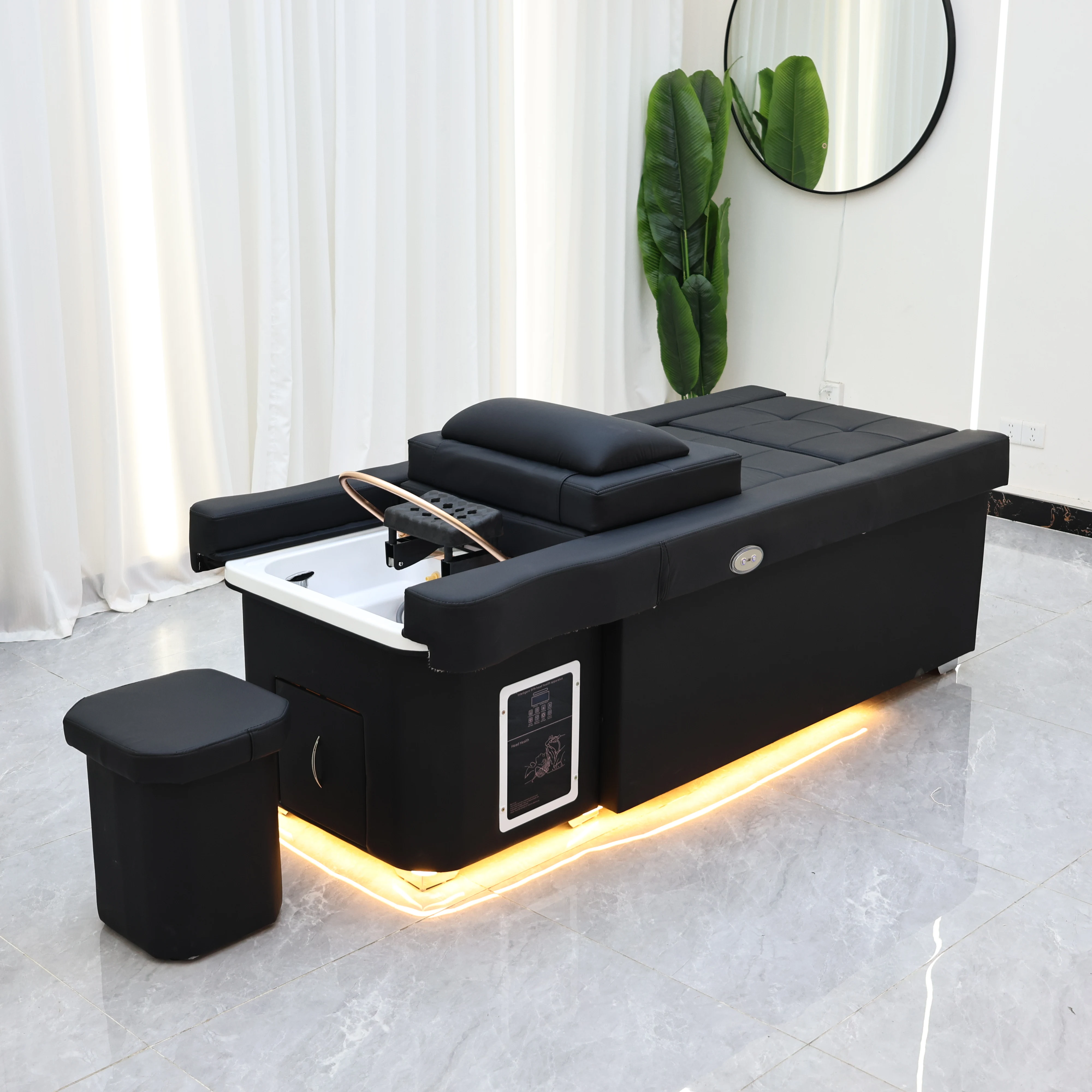 XinSheng Electric Adjustable Lift Shampoo Bed Massage Table All-in-One Salon SPA Massage Bed with Hair Washing Basin & Foot Bath