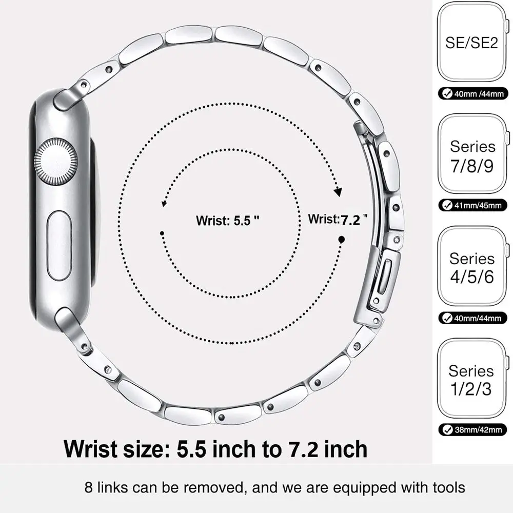 For Apple Watch Band Ultra 49mm 40mm 41mm 44mm 45mm Ultra-Thin Stainless Steel Metal Strap For IWatch Series 8/7/6/5/4/SE Straps