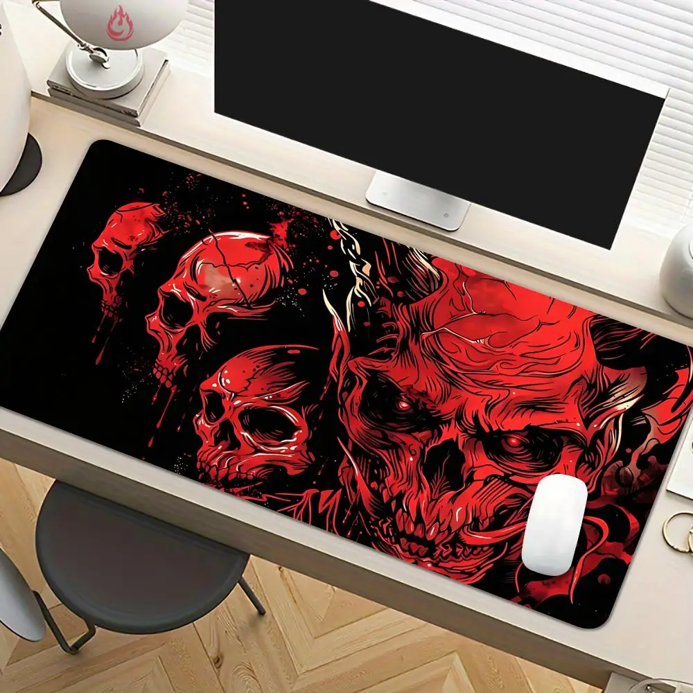 Red Demon Skulls Mouse Pad Desk Mat Large Computer Office Carpet XXL Mousepad Gamer Gaming PC Accessories Keyboard Rug Mauspad