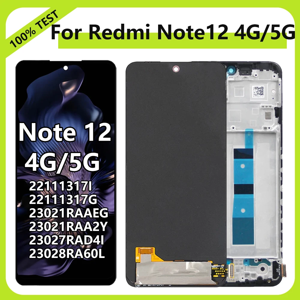 AMOLED Note12 4G LCD Display Screen For Xiaomi Redmi Note 12 23021RAAEG LCD Display with Touch Screen Digitizer Note 12 5G LCD