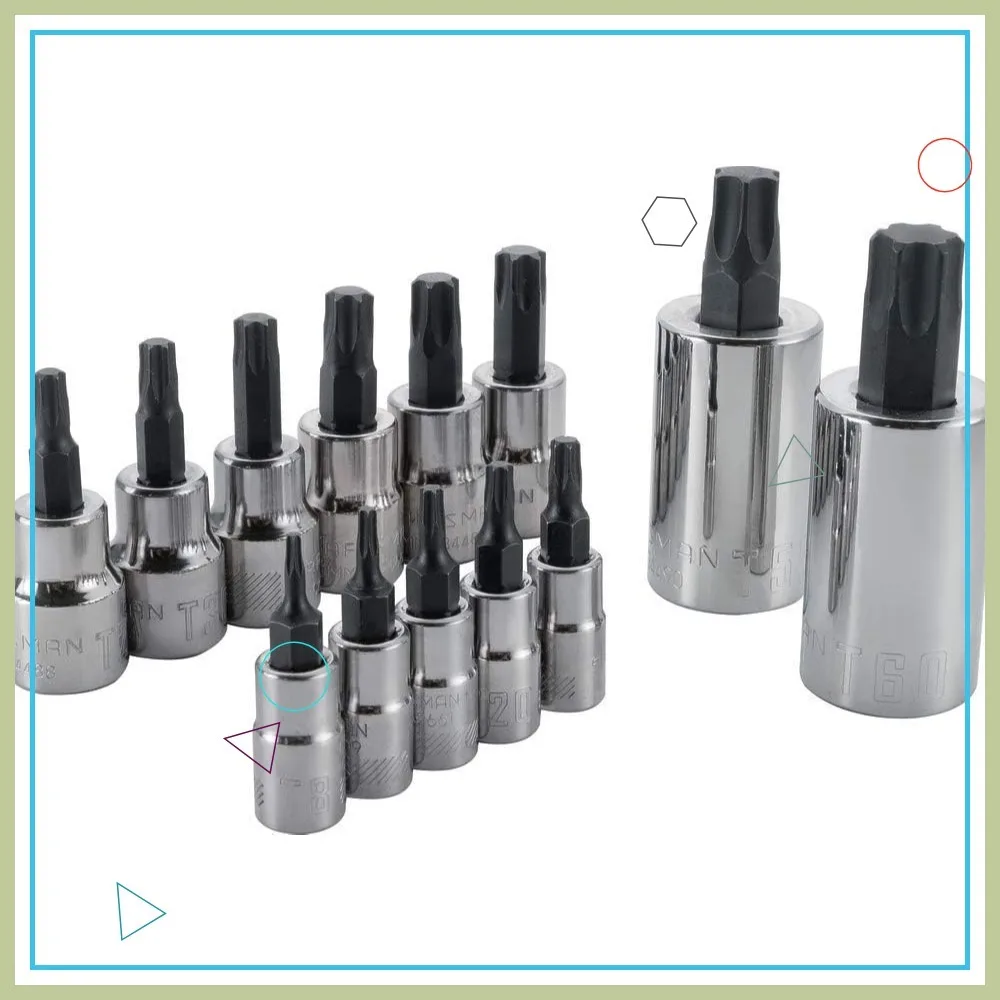 Juego de casquillos Torx de 13 piezas con acabado cromado, sujeción rápida y garantía vitalícia