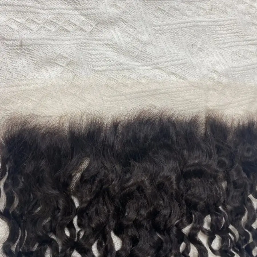 100% 인모 곱슬머리 프론탈 클로저 13x4 귀에서 귀까지 투명 레이스 프론탈 제리 컬리 브라질리언 버진 레미 내추럴 컬러