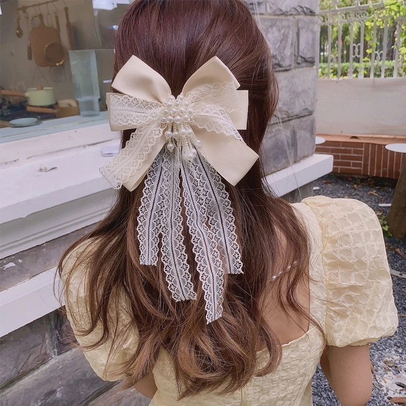 

Korean Style Fashion Women Pearls Flower Lace Patchwork Butterfly Hair Clip , Woman Ladies Sweet Headwear , Clips Barrette