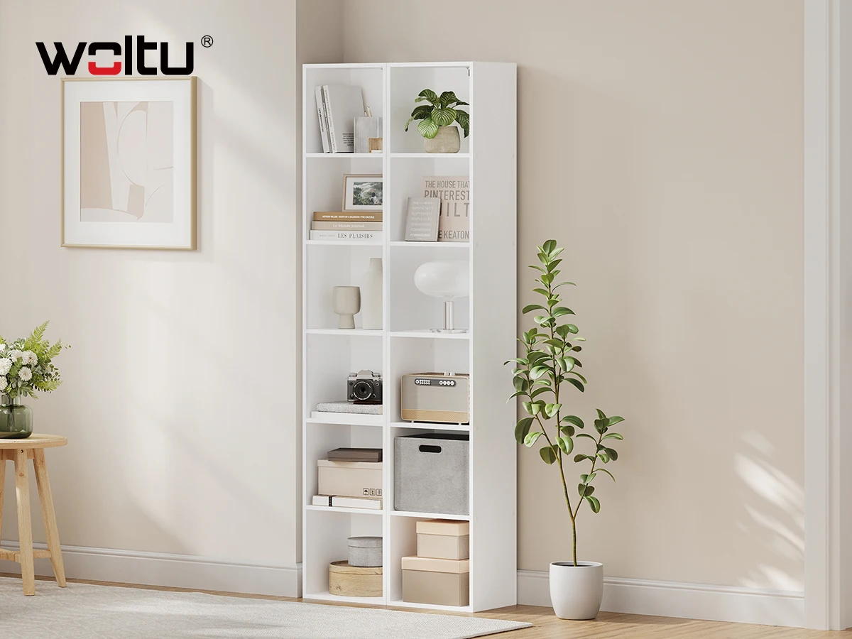 WOLTU 1 Stück weißes Bücherregal, Holz-Aufbewahrungswürfel, Bücherregale, Regaleinheit, Aufbewahrung für Wohnzimmer, Schlafzimmer, Arbeitszimmer – Detail 6