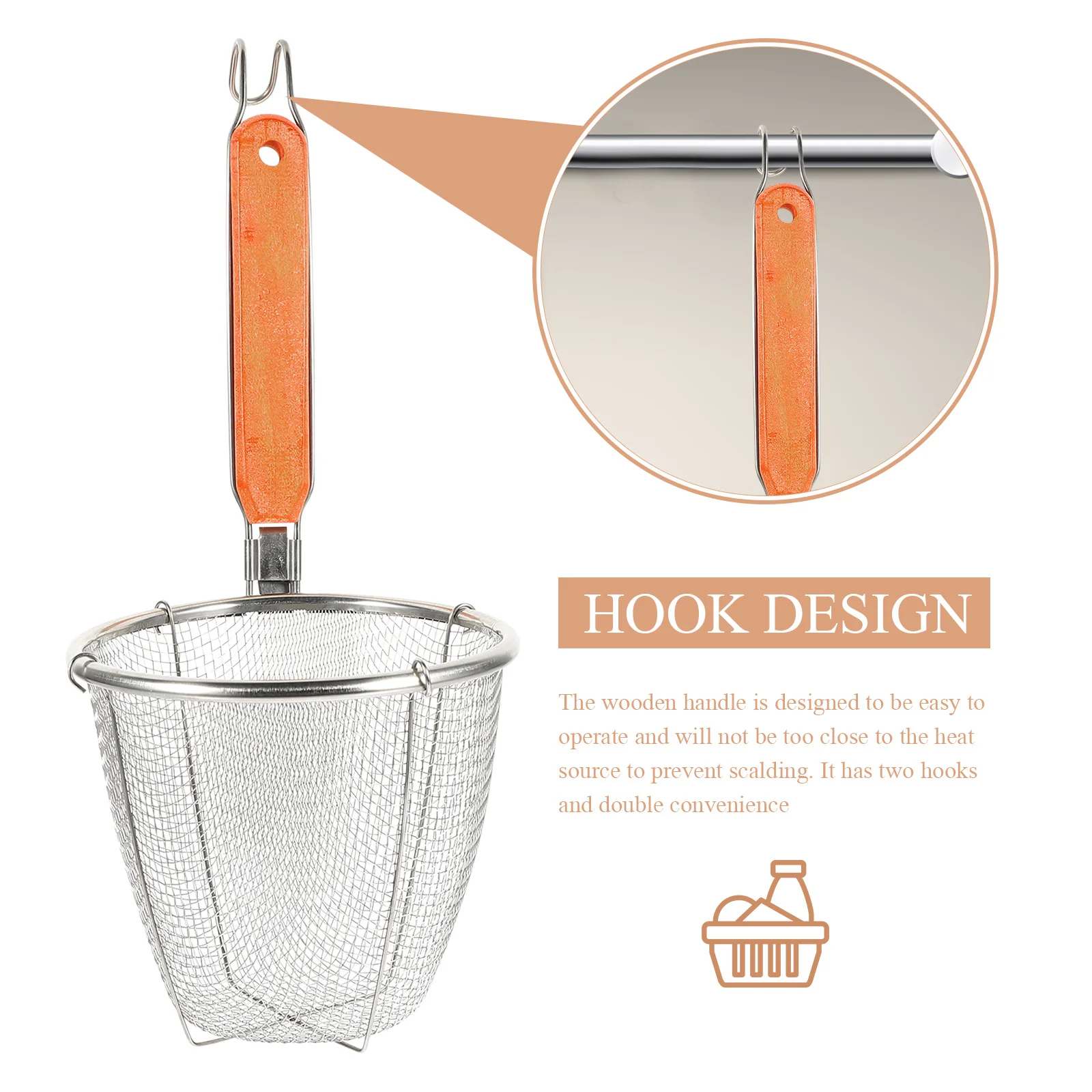 

4Pcs Stainless Steel Colander Spoon Noodle Strainer with Wood Handle Mesh Design for Kitchen Cooking Tool