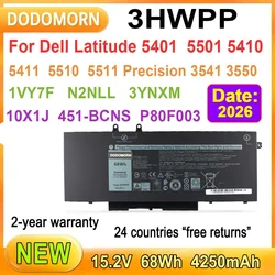New 3HWPP Laptop Battery For Dell Latitude 5401 5501 5410 5411 5510 5511,For Dell Precision 3541 3550 3551 1VY7F N2NLL P80F003