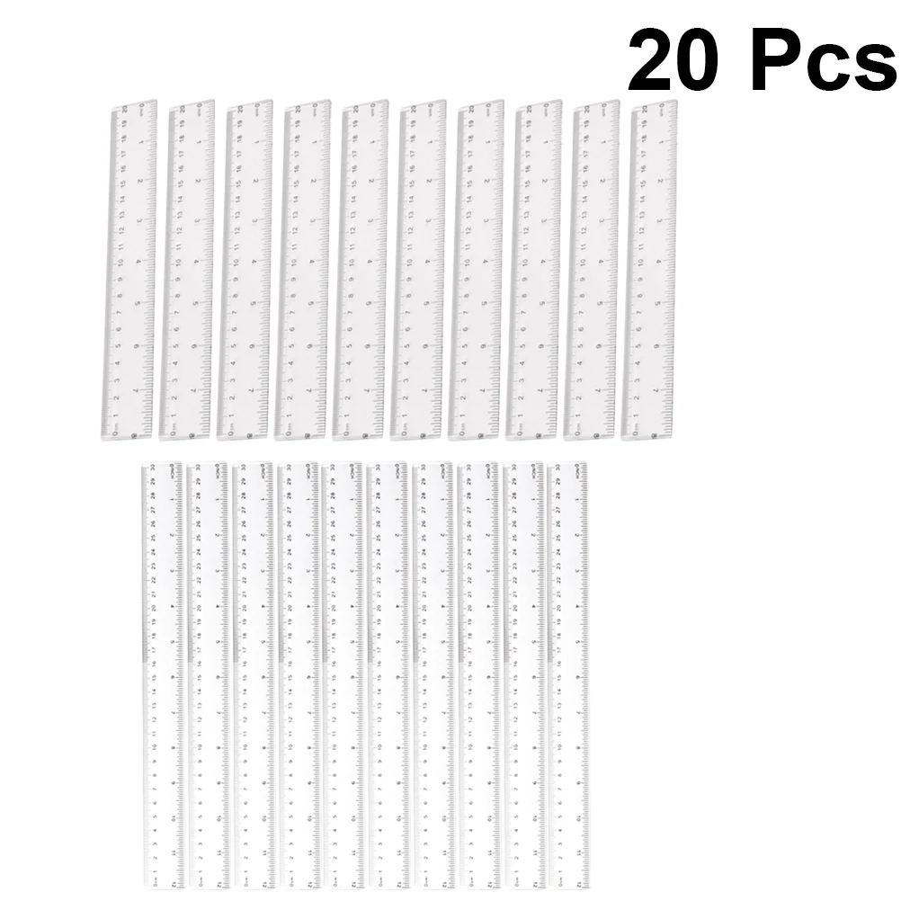 

20pcs Transparent Ruler Practical Plastic Measurement Tool Creative Straight Ruler Drawing Rule School Office Supplies for