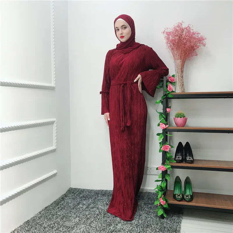 Fashion Muslim Kimono Pleating Abaya Cardigan Ramadan Dubai Turkey Eid Dresses for Women Islamic Comfortable Womens Abaya