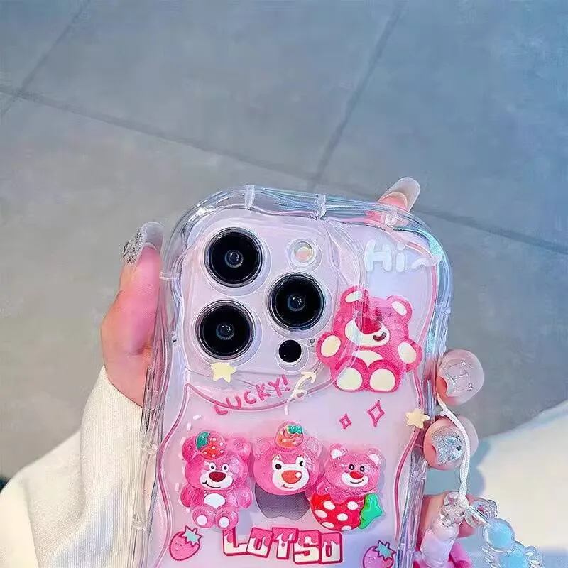 ثلاثية الأبعاد لوتسو الدب سلسلة الحال بالنسبة ممن لهم Realme C75 C65 C67 C63 C61 C51 ملاحظة 50 60 C53 C55 C33 C35 C15 C12 C11 13 6 برو 8 غلاف الهاتف