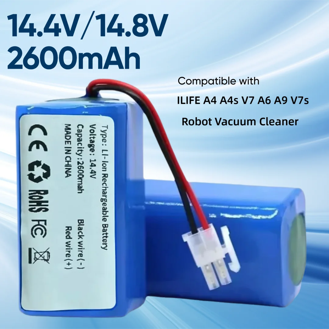 Image of 14,4 V/14,8 V 2600 mAh Lithium-Akku, kompatibel mit Roboter-Staubsauger, Kehrroboter-Staubsauger, 100 % hohe Qualität, echte Kapazität