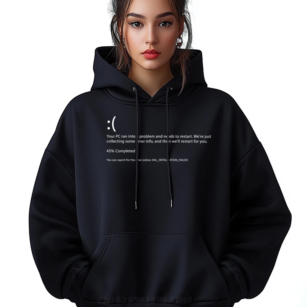 

Hip Hop Men's Hoodies Blue Screen of Death Funny Computer Leisure Hoodies O-Neck Printed Long Sleeve Gift Coats