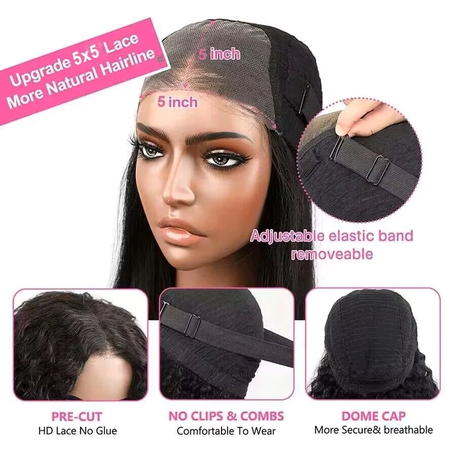 30 40 Inches Human Hair Ready To Wear Pre-Cut Lace Wear And Go Glueless Wigs Straight 13x4 Lace Front Human Hair Wig For Women image 6