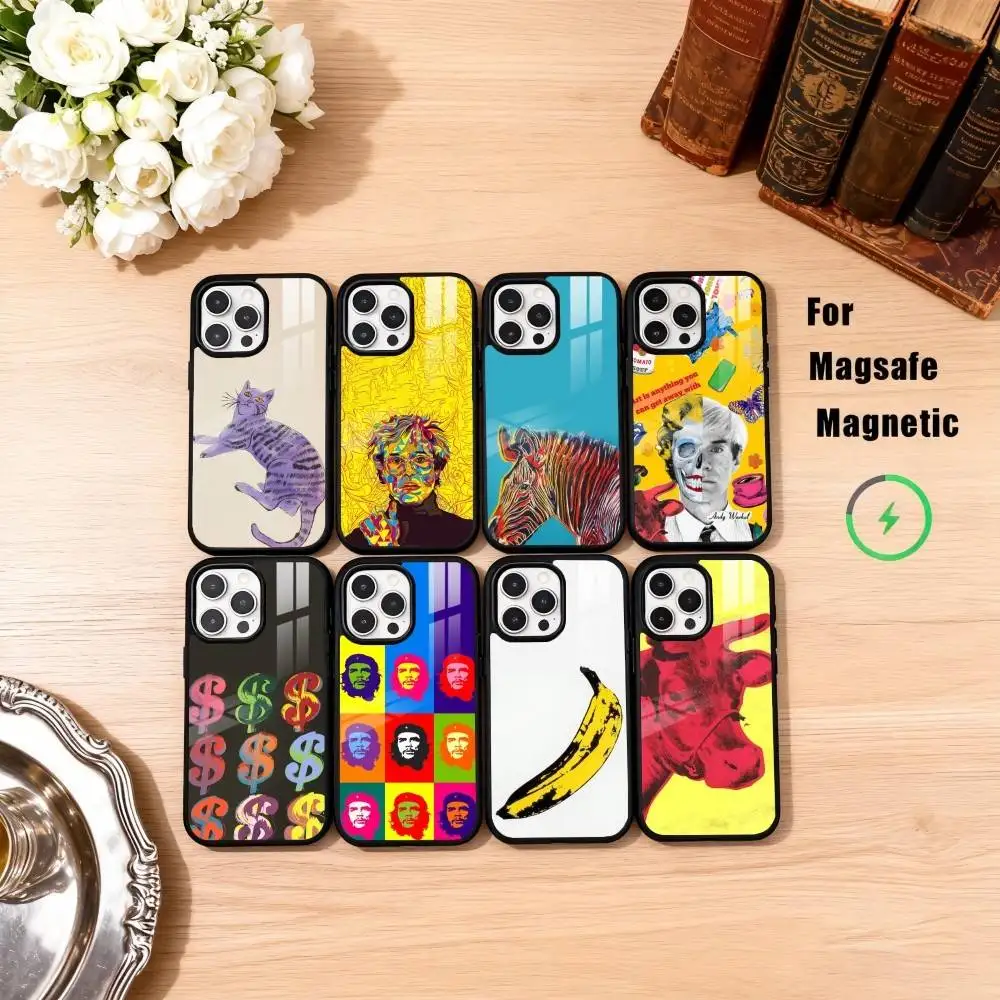 

Чехол для телефона A-Andy W-Warhol A-Art для iPhone17,16,15,14,13,12,11 Plus, Pro Max, магнитный для беспроводной зарядки Magsafe