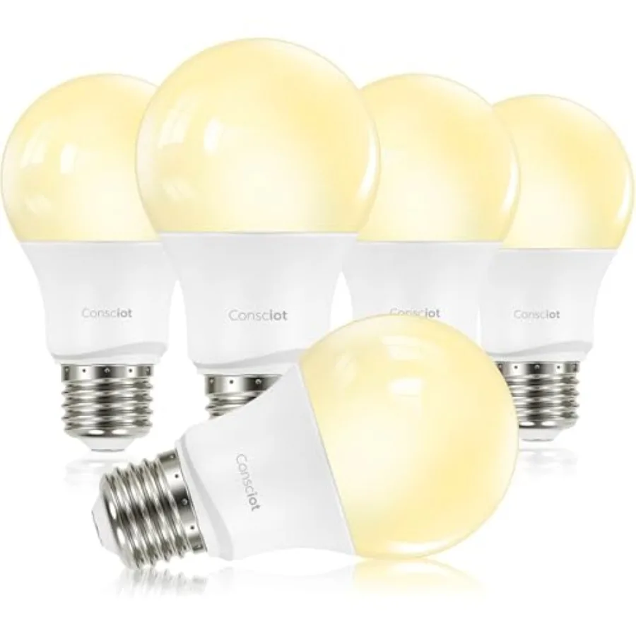 A19 LED Light Bulbs Dimmable, 60W Equivalent, 3000K Warm White, 9W 800 Lumens, E26 Standard Base, UL Listed, Lighting for Bedro